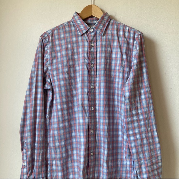 Faherty Men's Blue and Pink Plaid Casual Button Down Shirt Cotton/ Nylon Size S - Picture 3 of 12